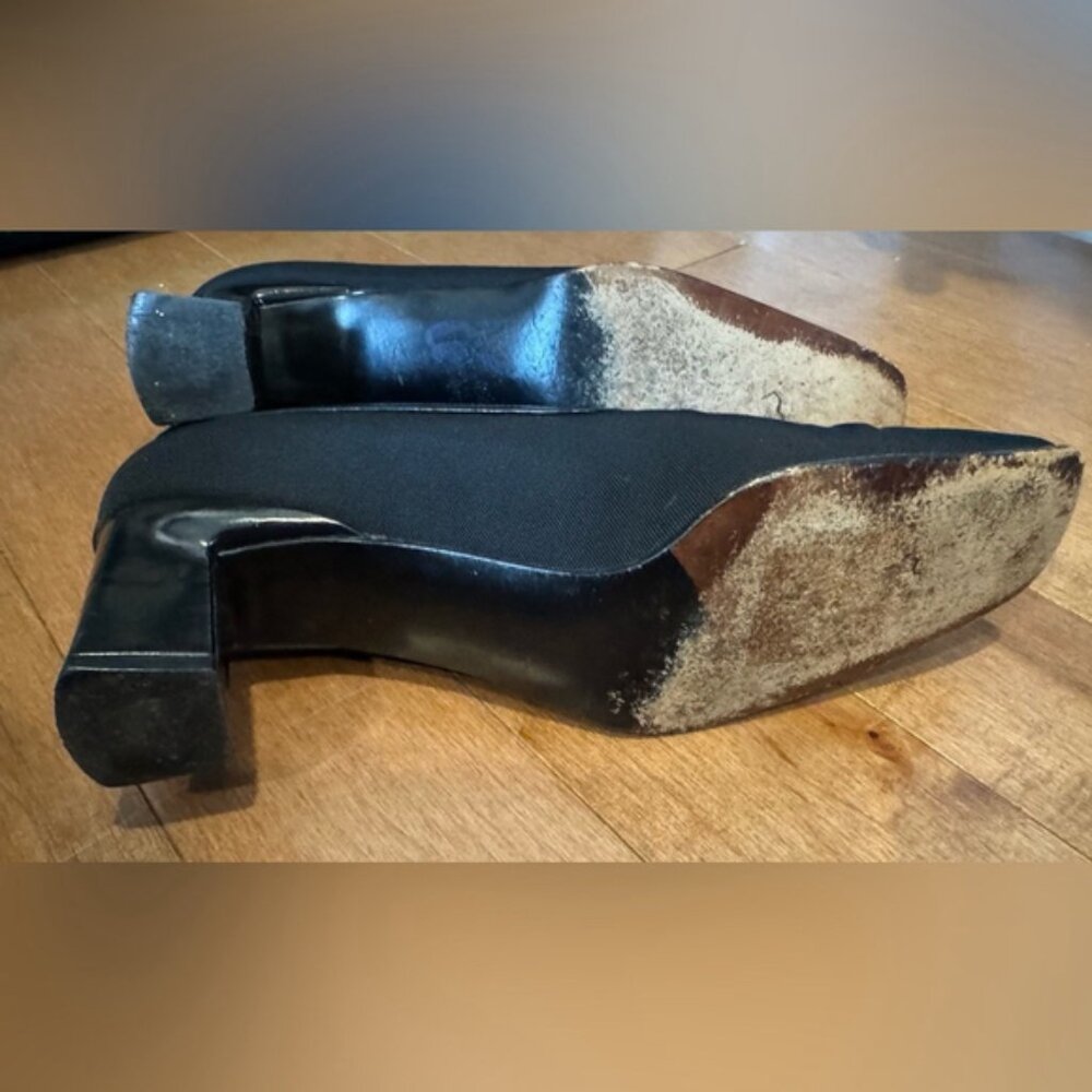 Stuart Weitzman Mary Jane black square toe pump buckle chunky heel 8.5 vintage - Picture 6 of 6